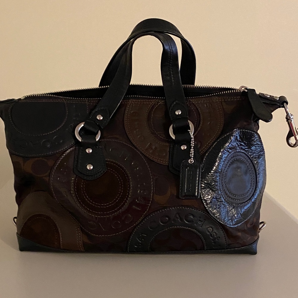 Coach Black and Brown Patchwork Tote